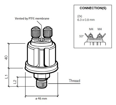 VDO Pressure sender 0-2 Bar